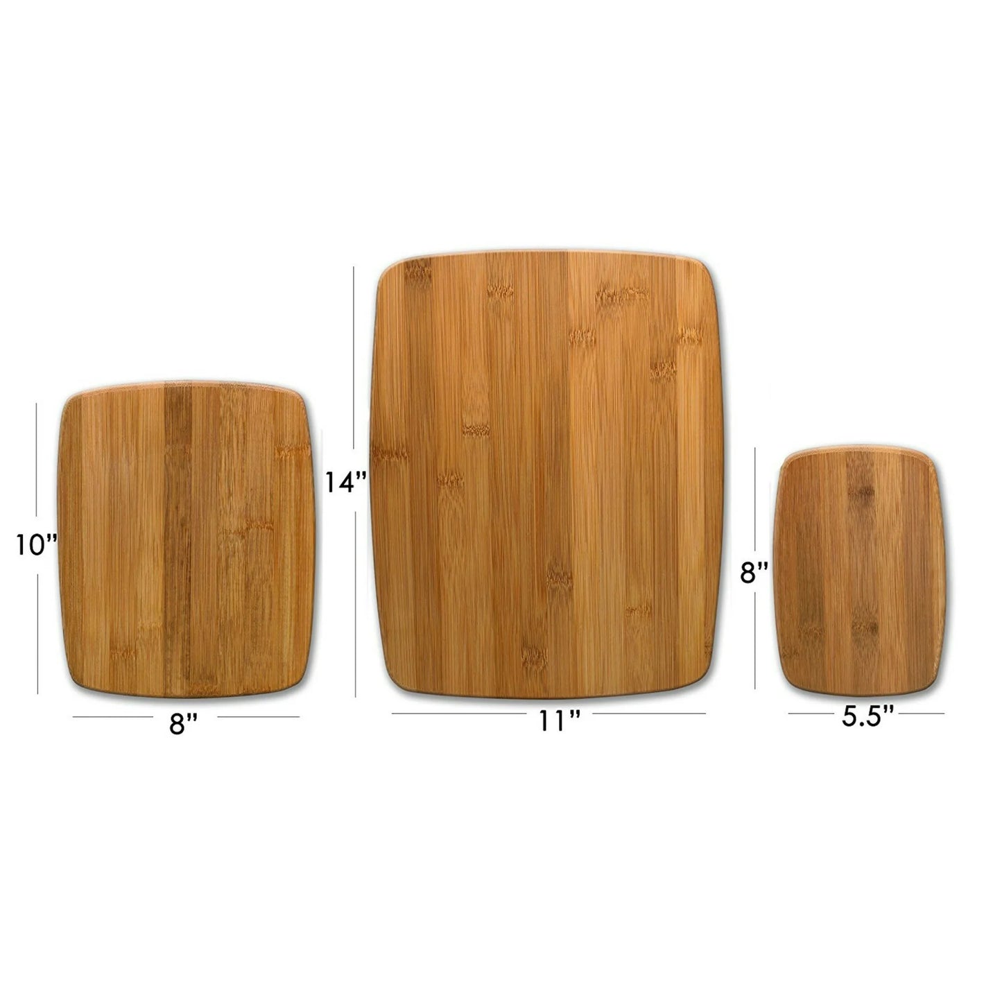 3 Piece Kitchen Cutting Board Set Bamboo "Set Only"