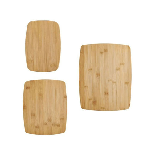 3 Piece Kitchen Cutting Board Set Bamboo "Engraving"