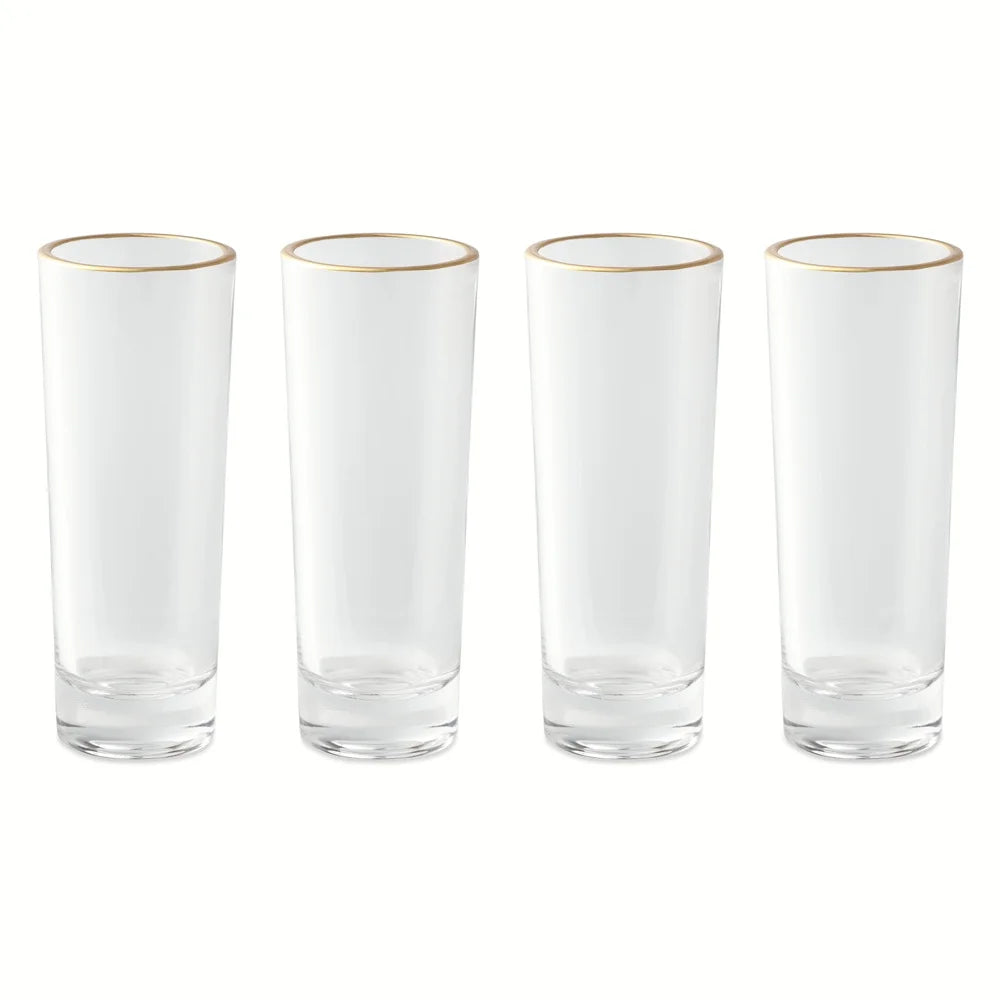 4-Piece 2oz Shot Glass Set with gold rim "Set Only"