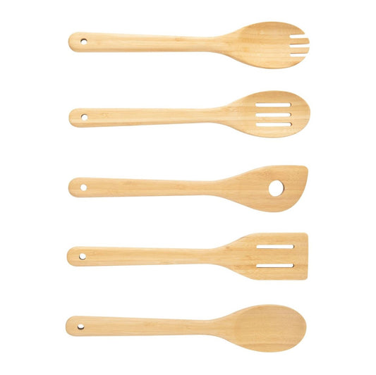 5pk 100% Natural Bamboo Kitchen Tools "Engraving"